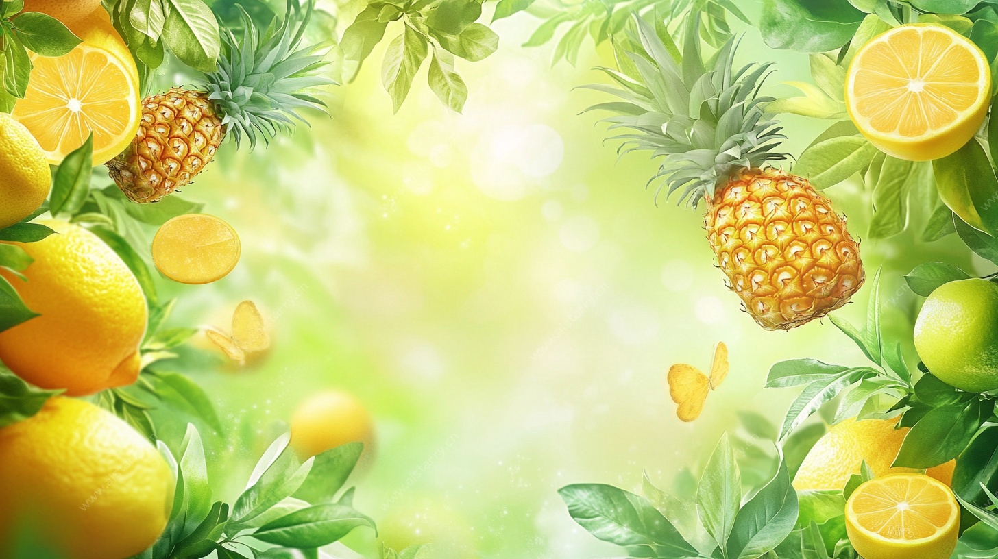 清新水果插画背景图