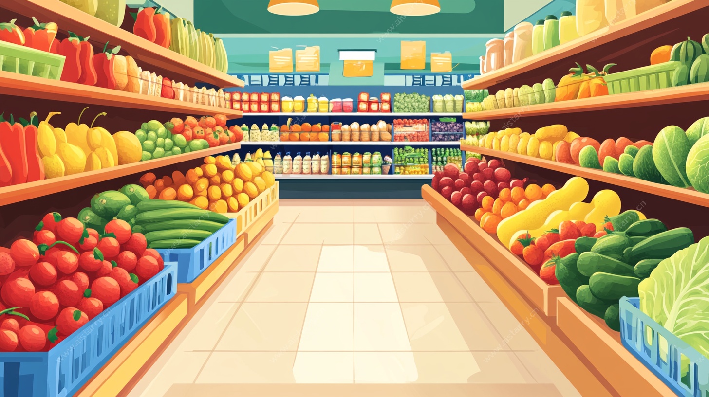 超市蔬果区插画