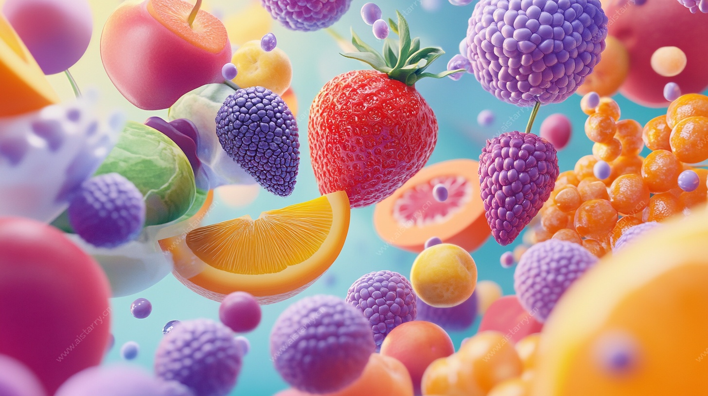 缤纷水果悬浮奇幻场景