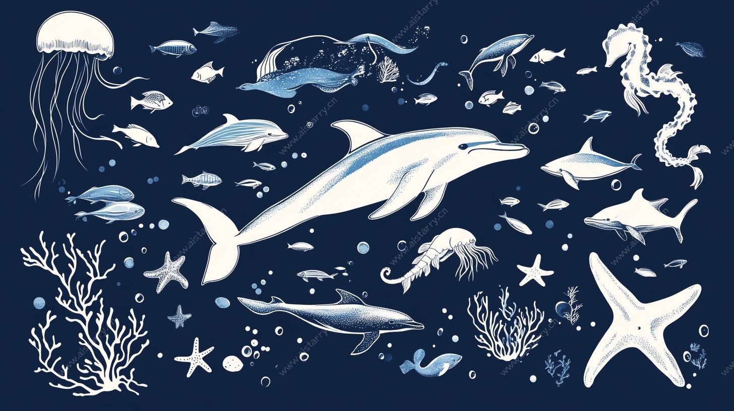 海洋生物大集合插画