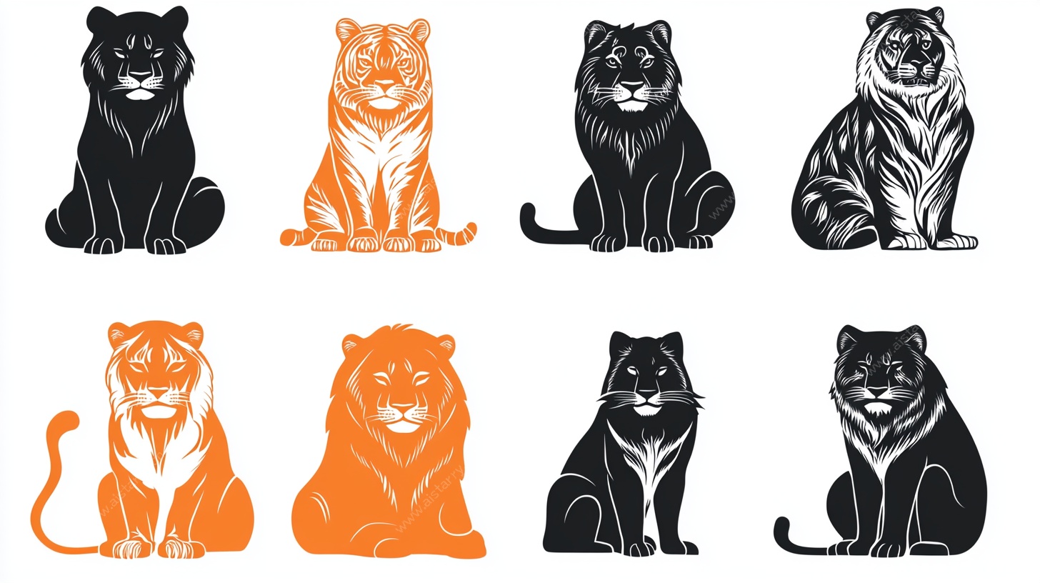 坐姿虎豹插画集合