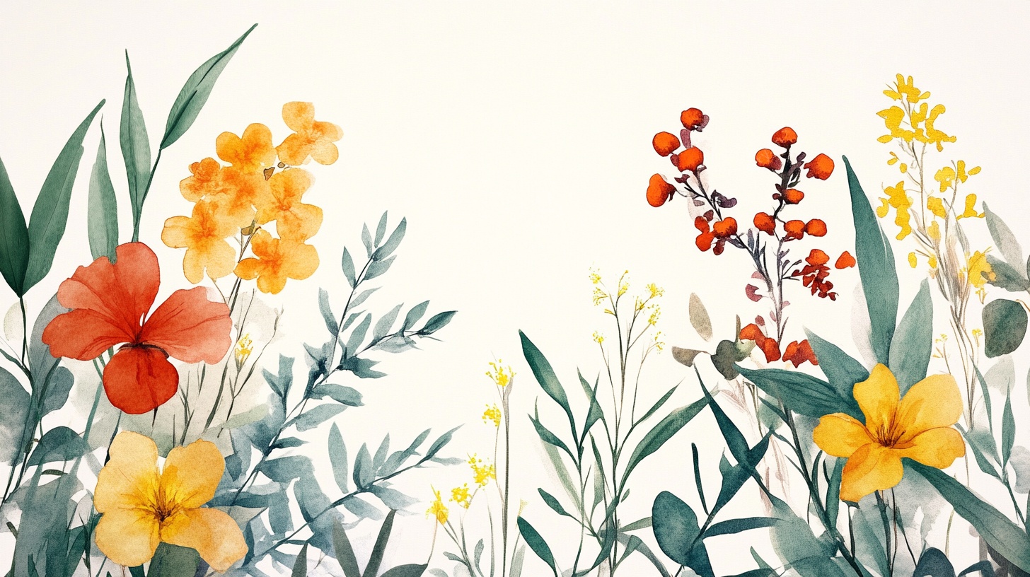 手绘花卉植物装饰插画