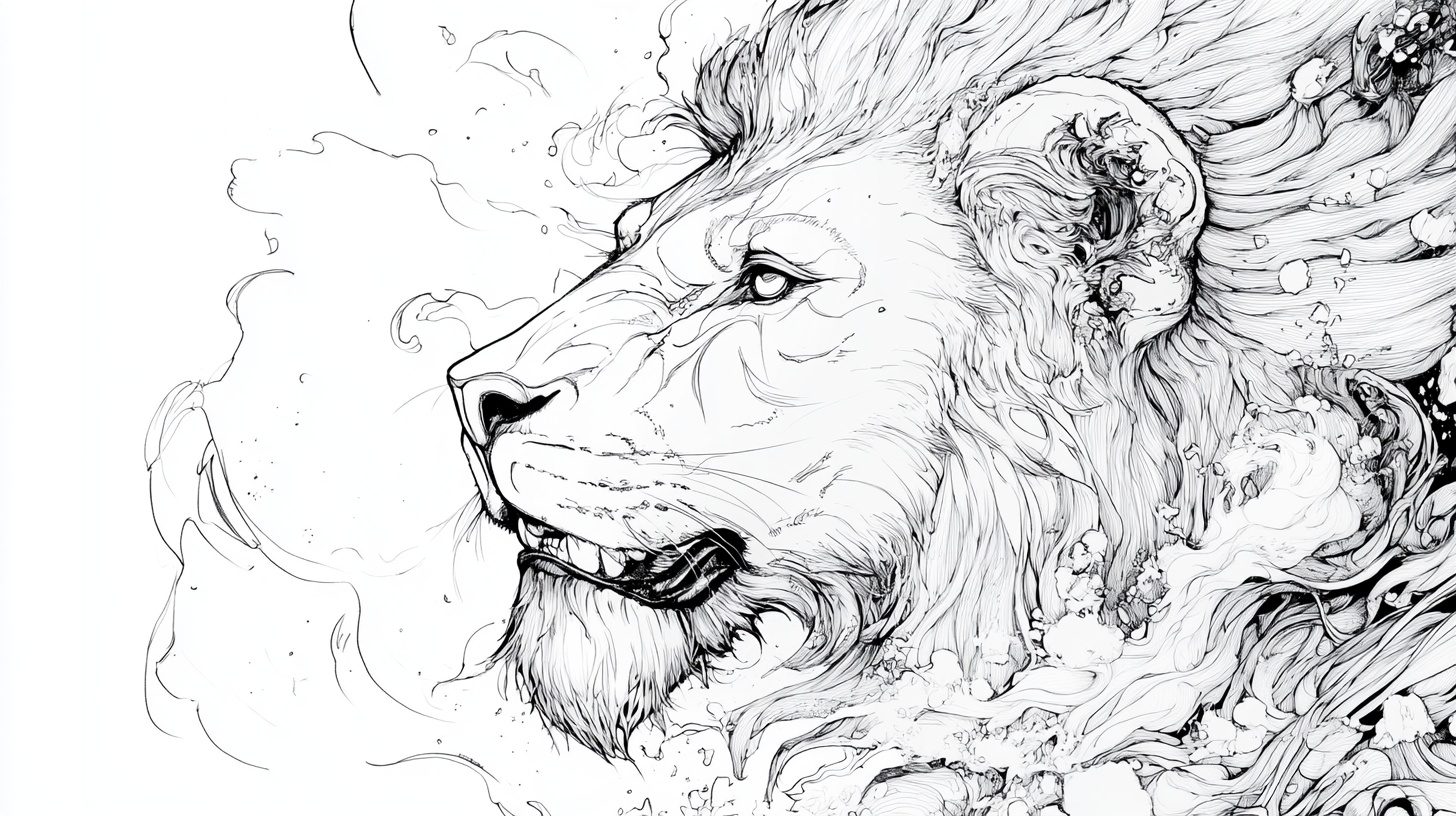 线条勾勒的霸气狮子头