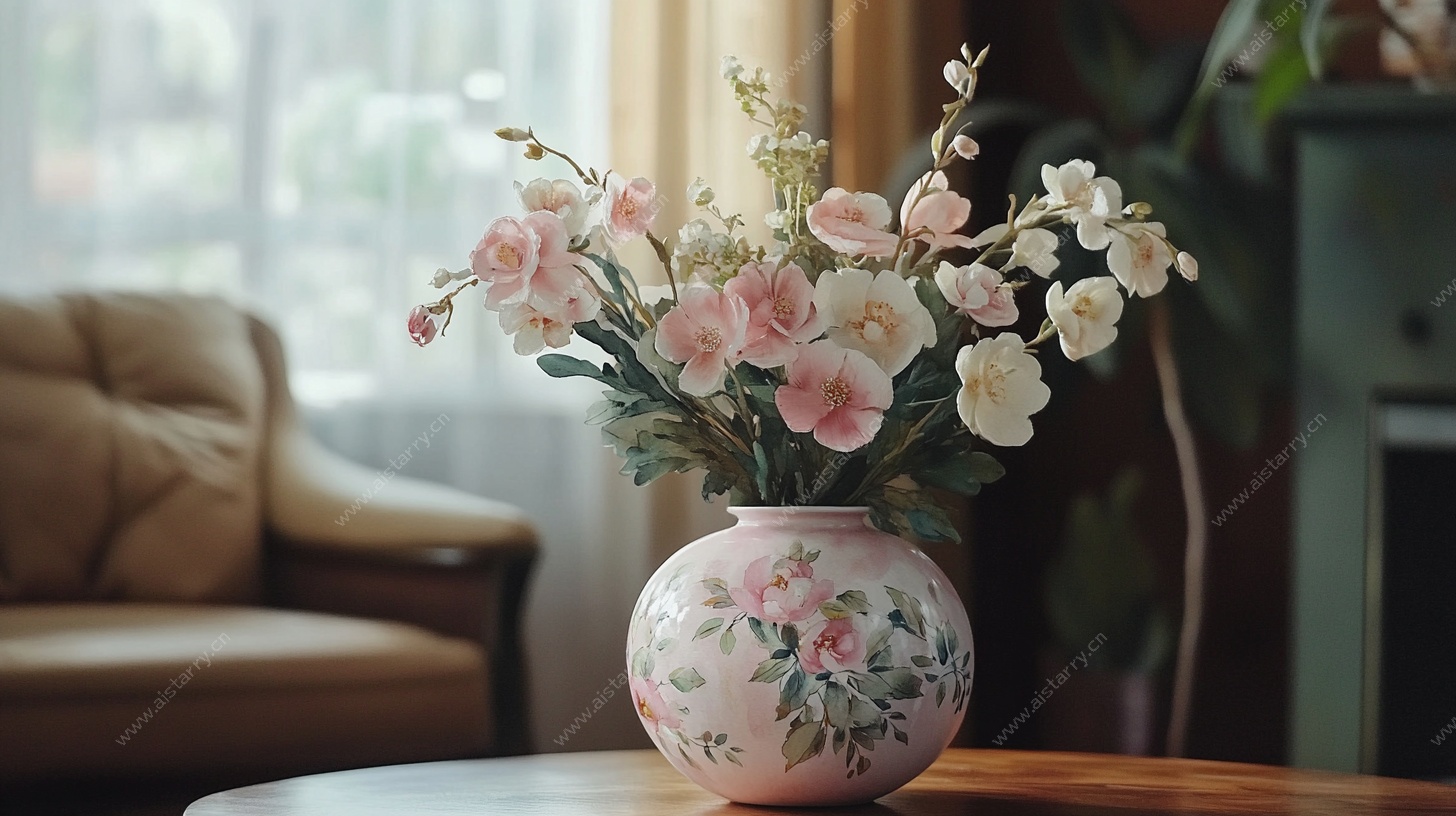 花瓶插花装点温馨客厅