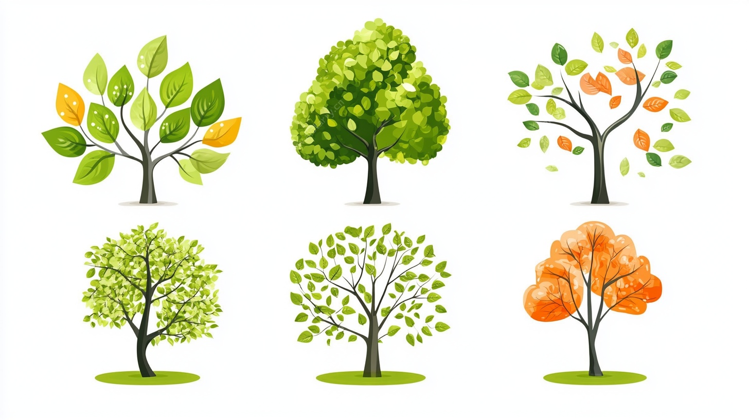 多样风格树木插画集合