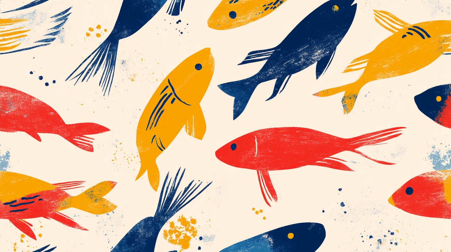 多彩游鱼图案背景图
