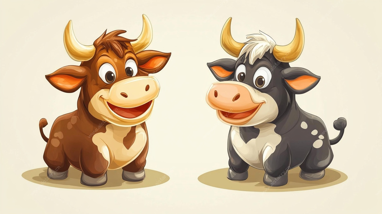 可爱双牛卡通形象