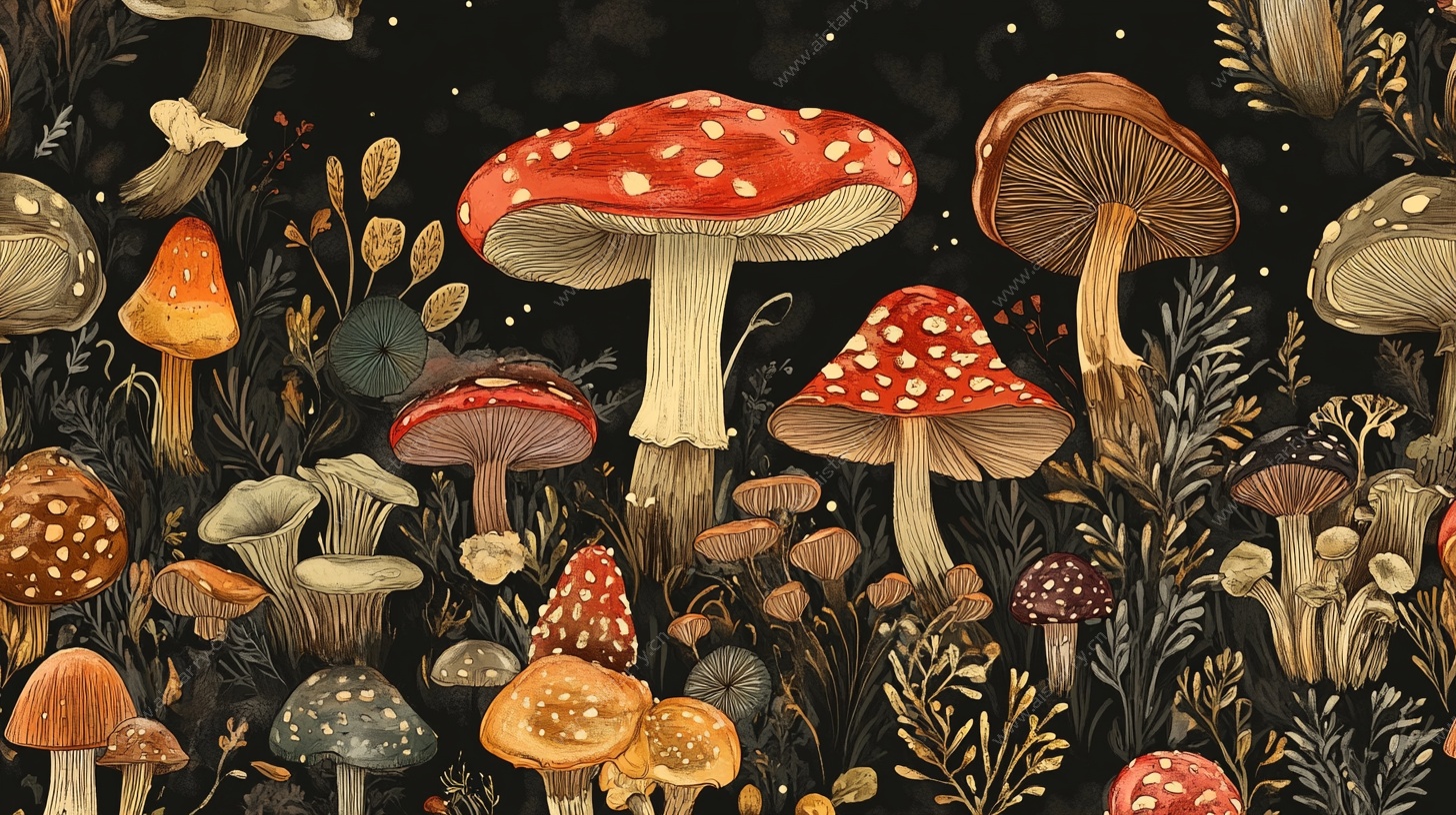 奇幻蘑菇森林插画
