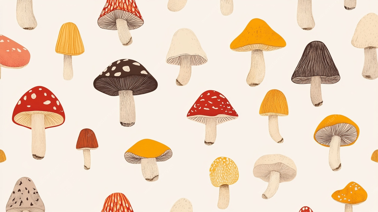 多彩蘑菇无缝图案背景