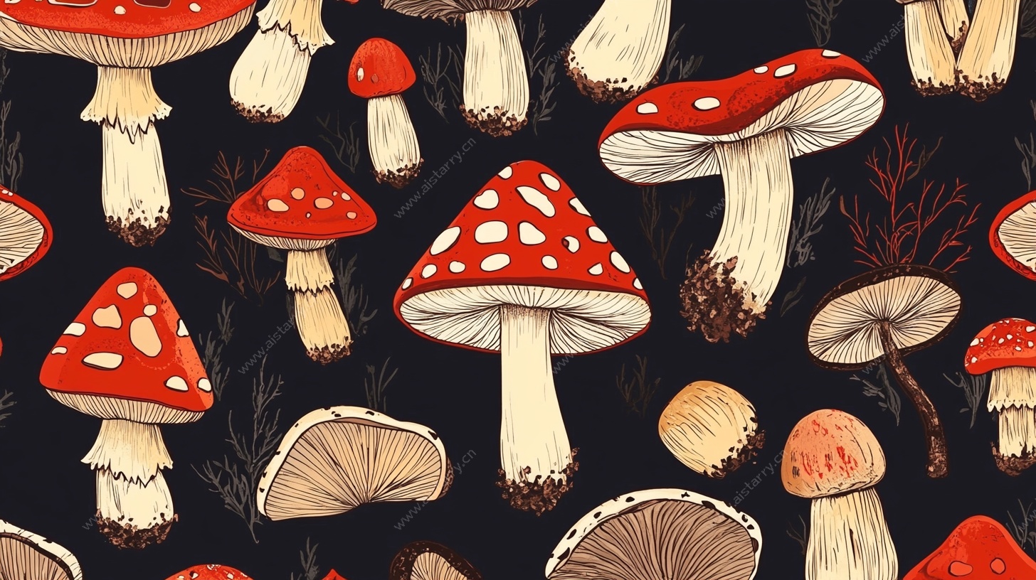 红白斑点蘑菇图案插画