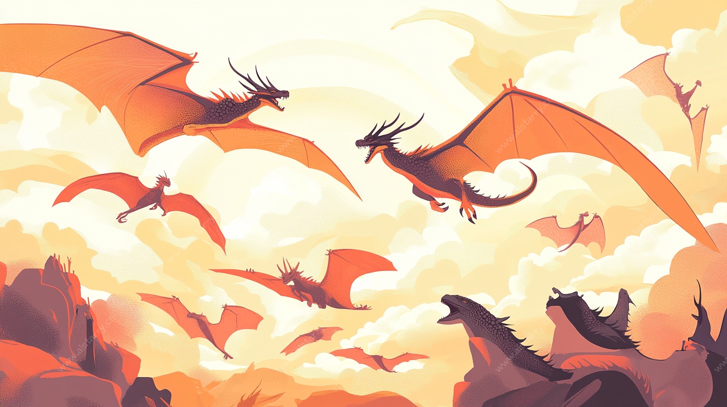 群龙翱翔奇幻天空场景