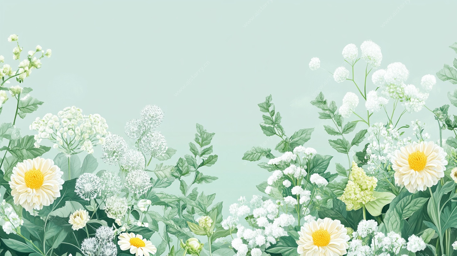 清新花卉绿植边框插画