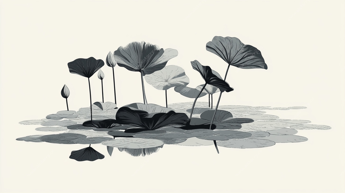 水墨风荷塘图景