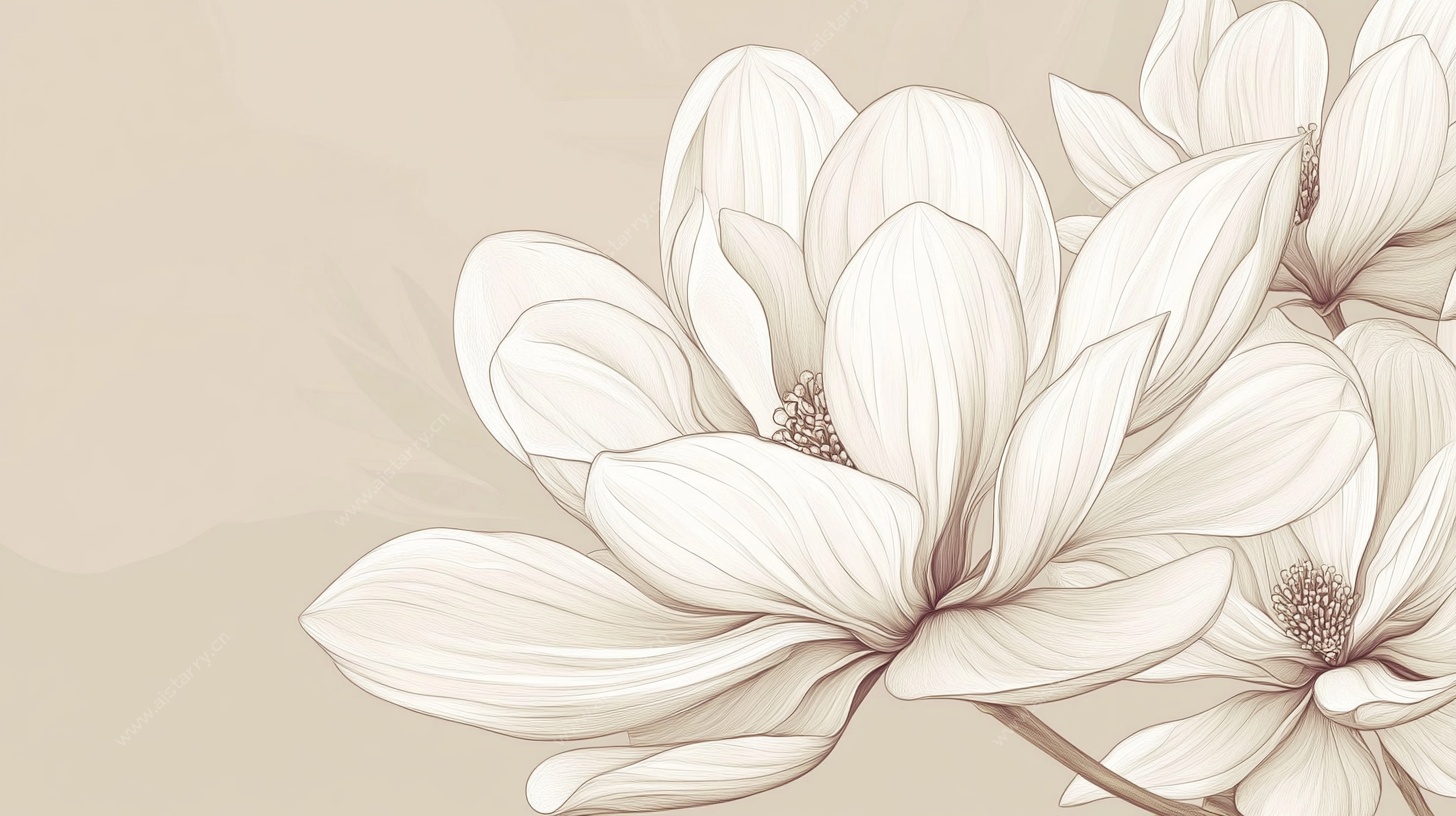 优雅白玉兰花卉插画