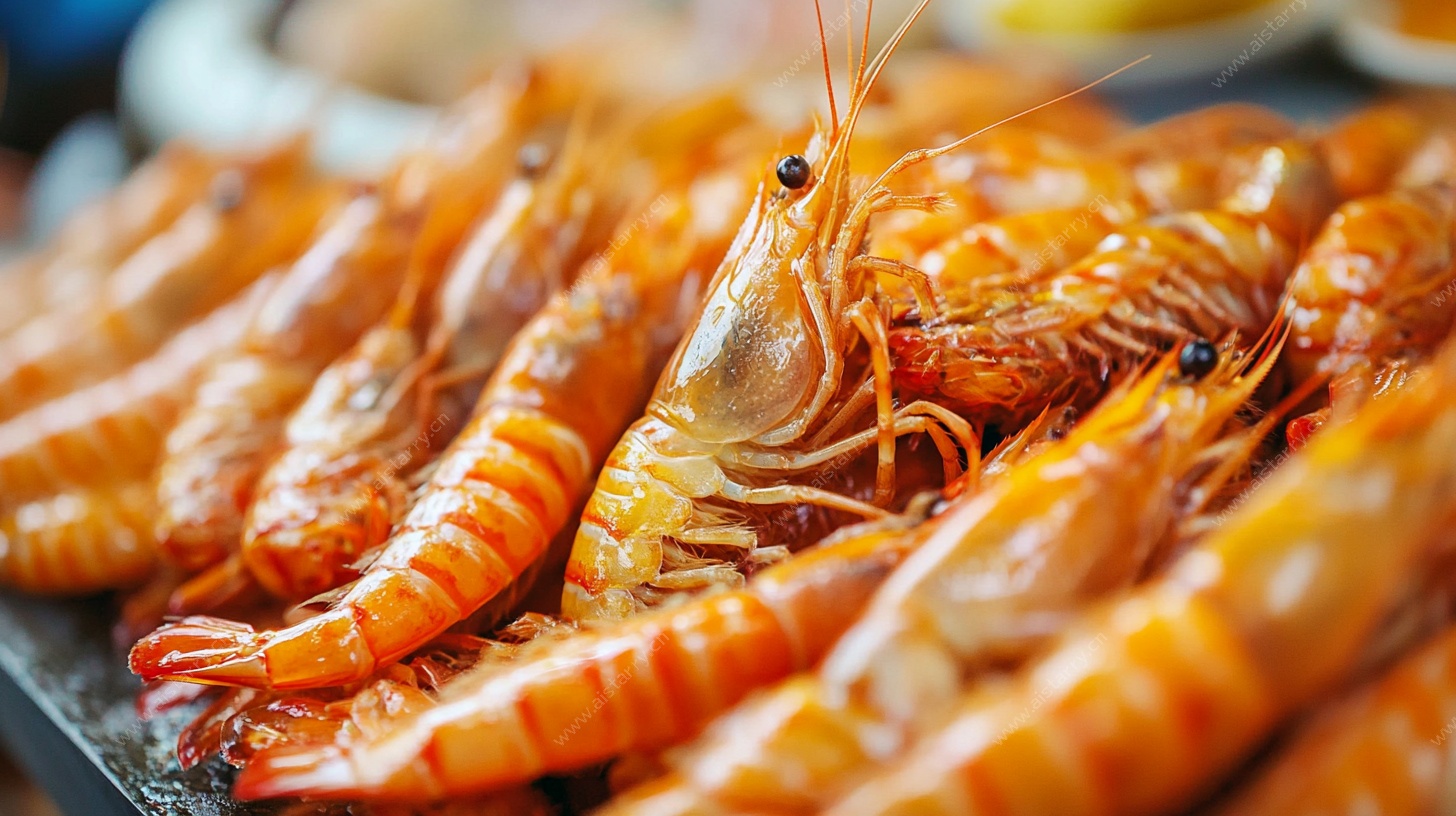 新鲜烤虾诱人呈现