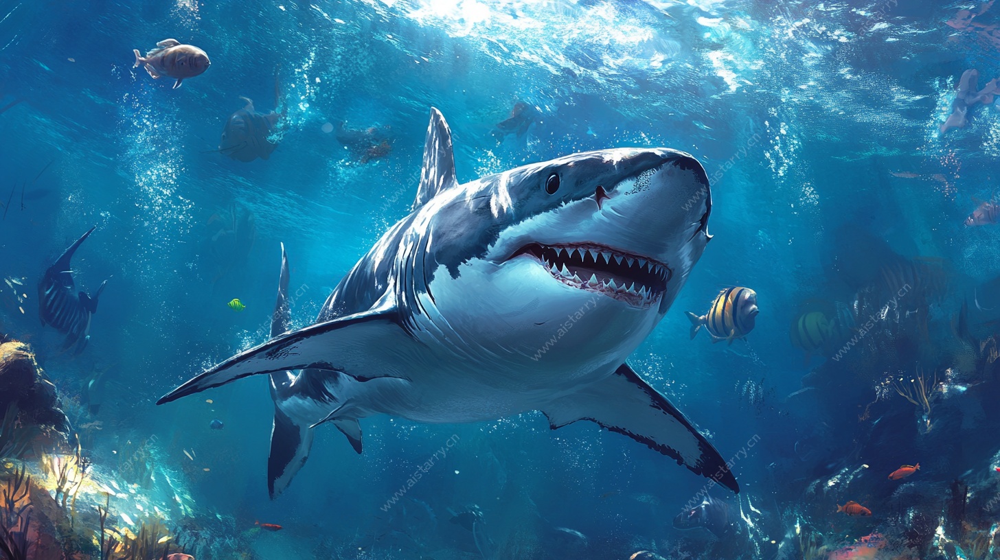 深海鲨鱼的奇幻水下世界