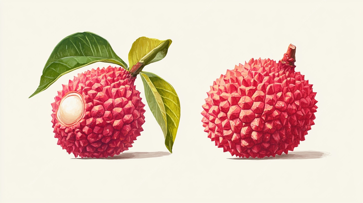 新鲜荔枝插画图