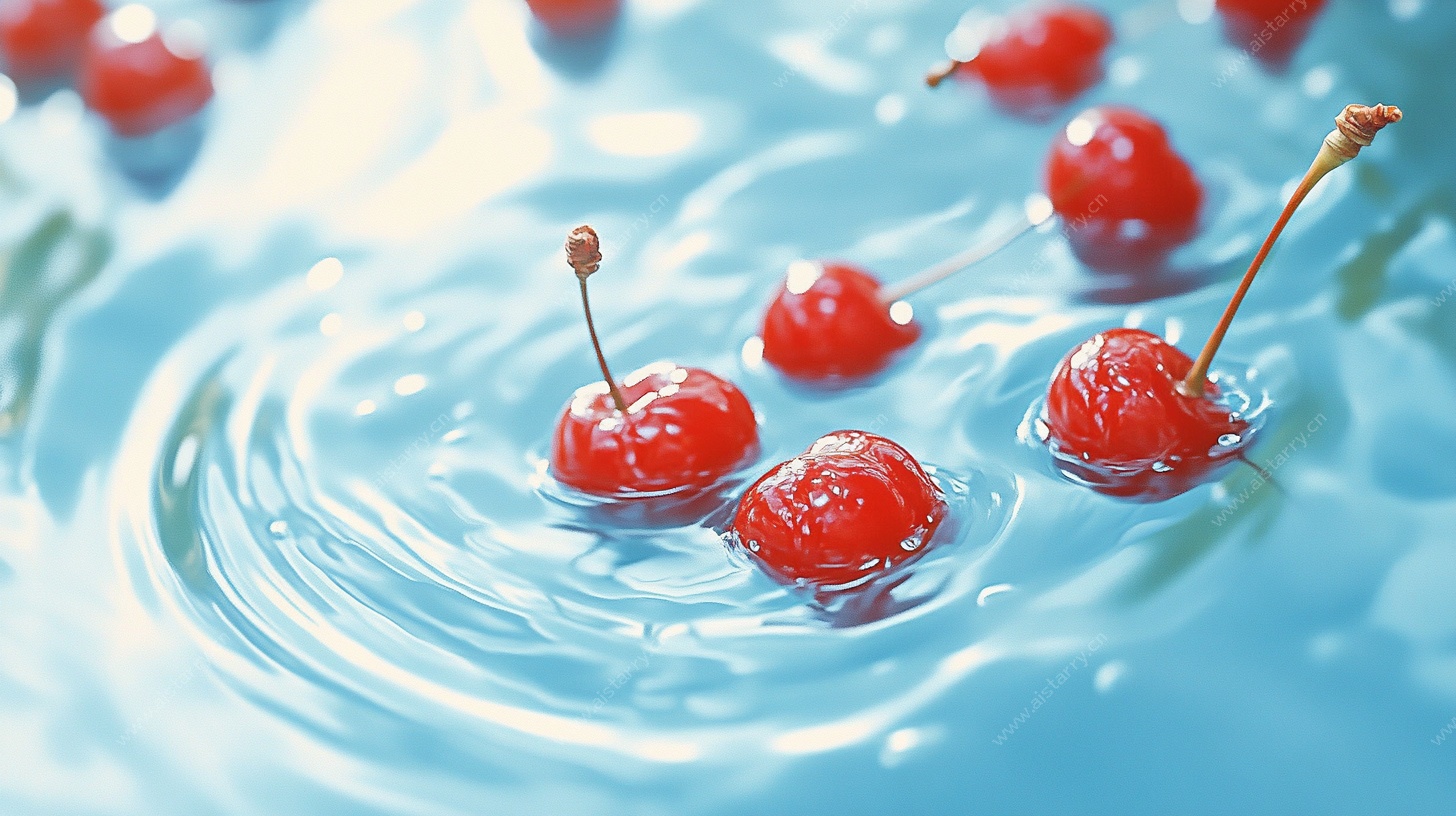 樱桃入水溅起美丽涟漪