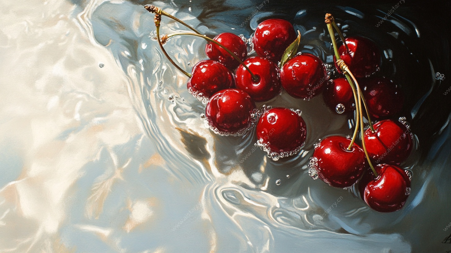 水中红樱桃的灵动之美