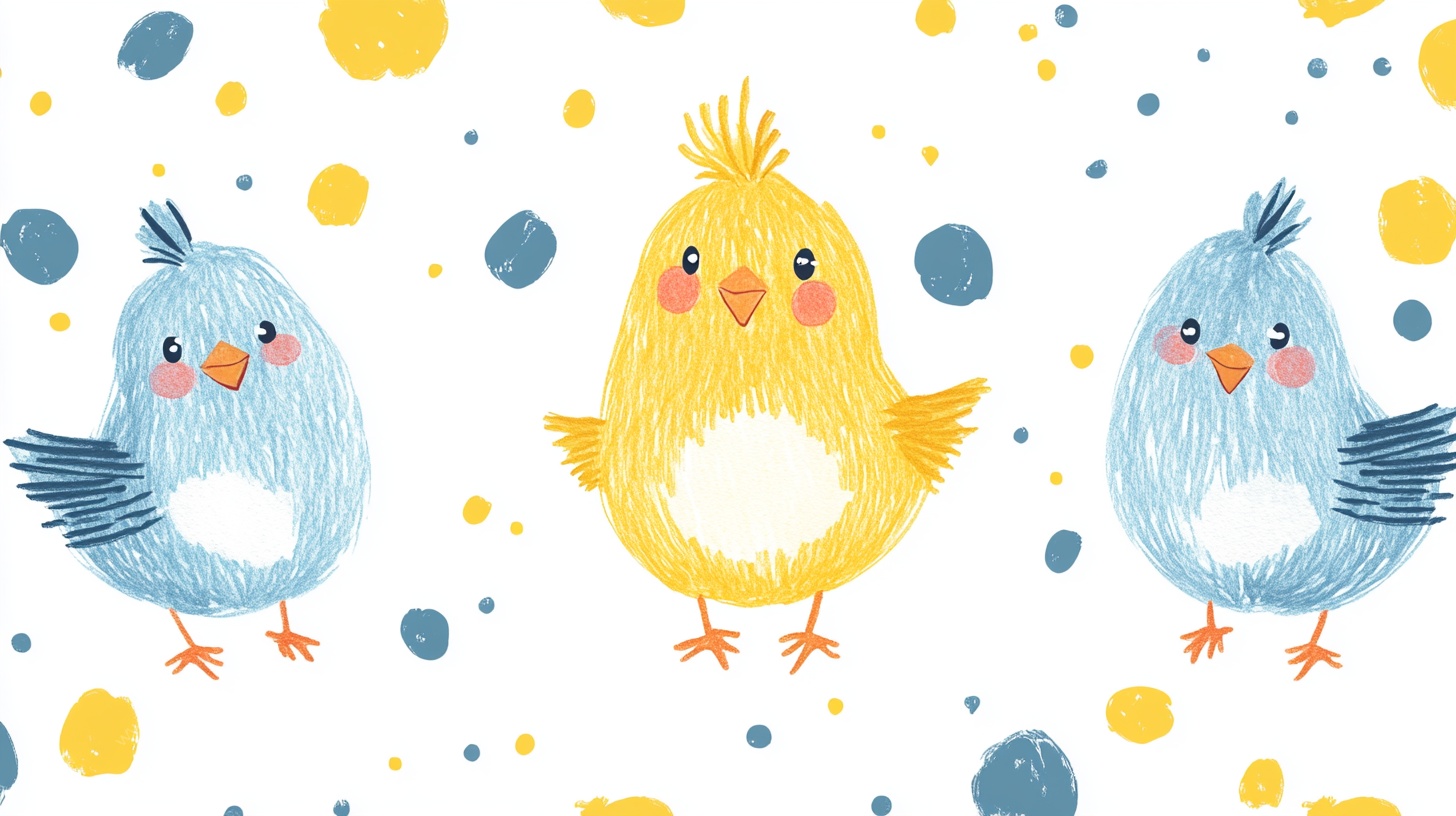 三只萌趣小鸟的欢乐场景