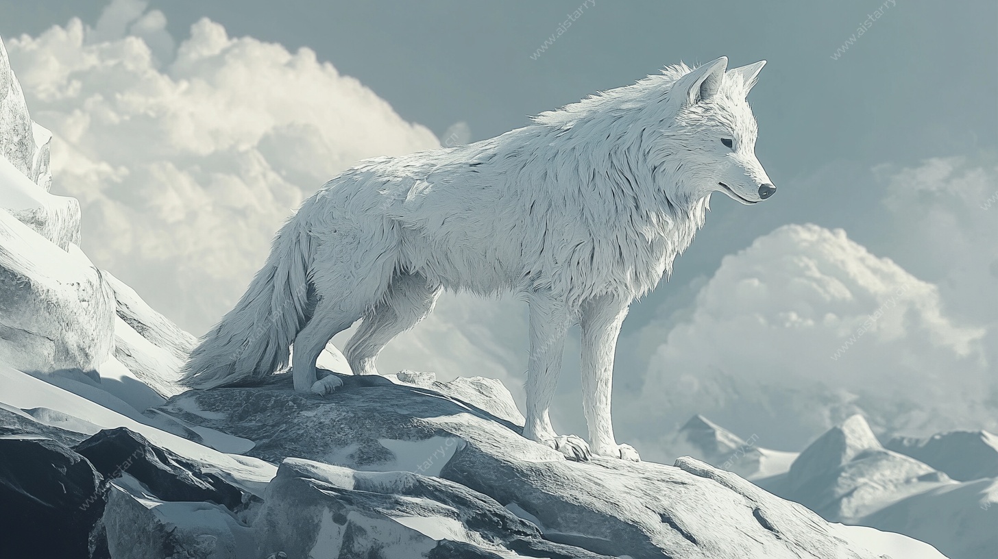 雪域孤狼 傲立山巅