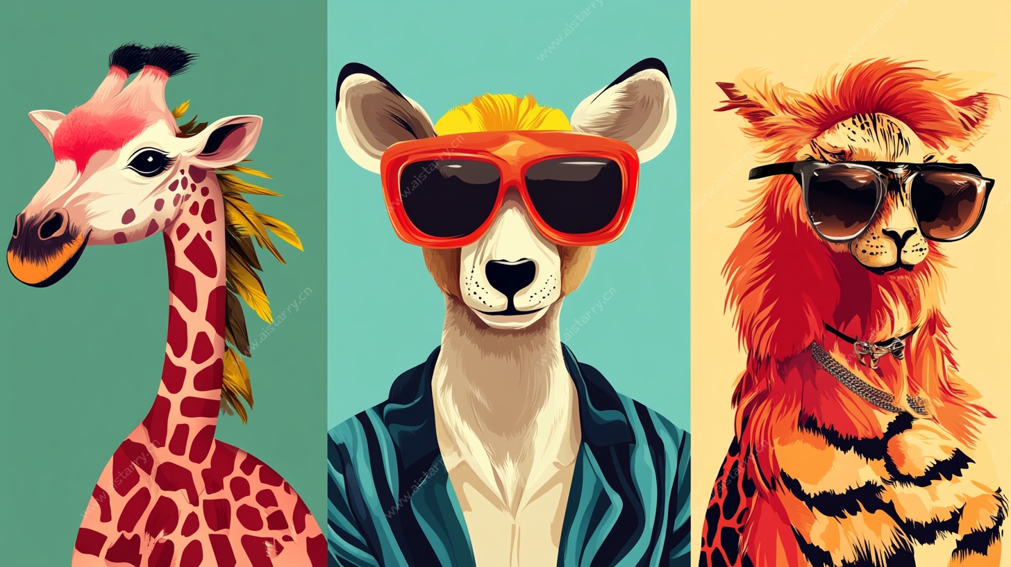 时尚动物三联画