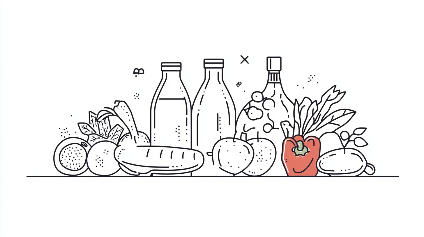 简约线条风蔬菜水果组合