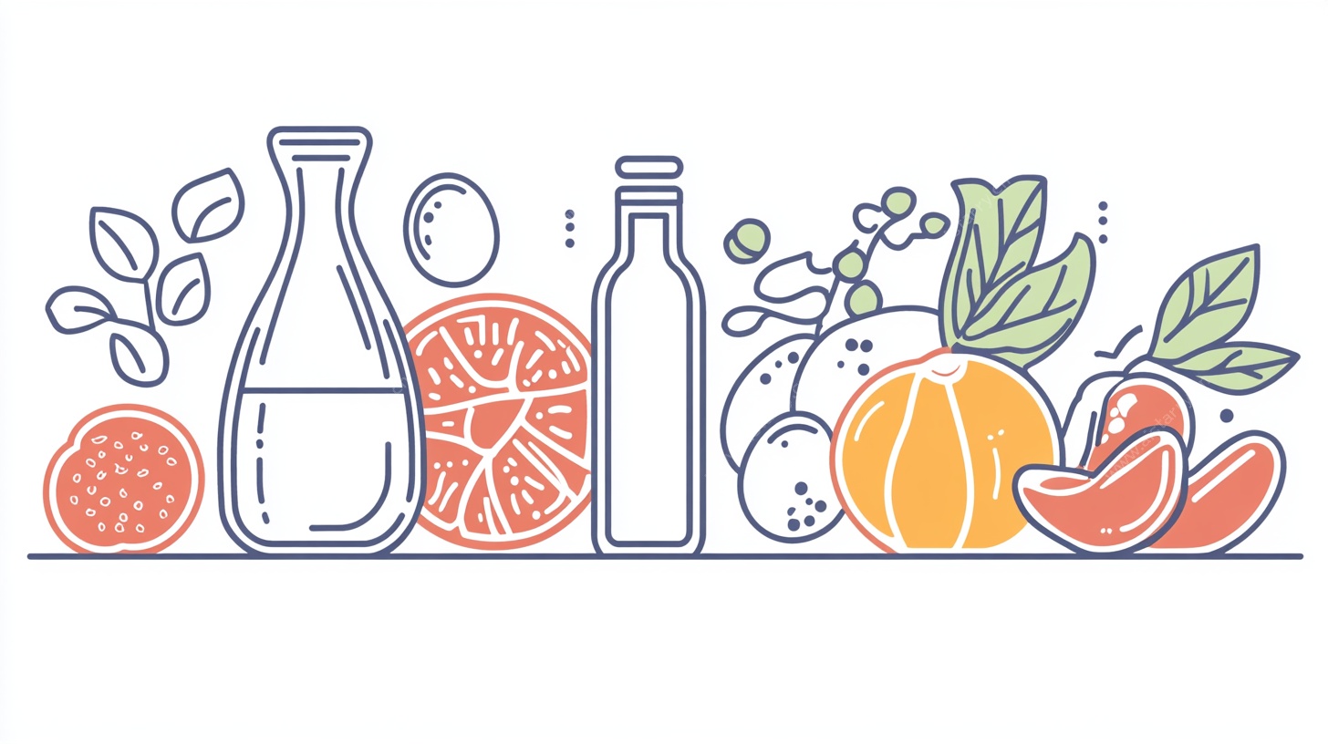 清新水果与饮品插画图