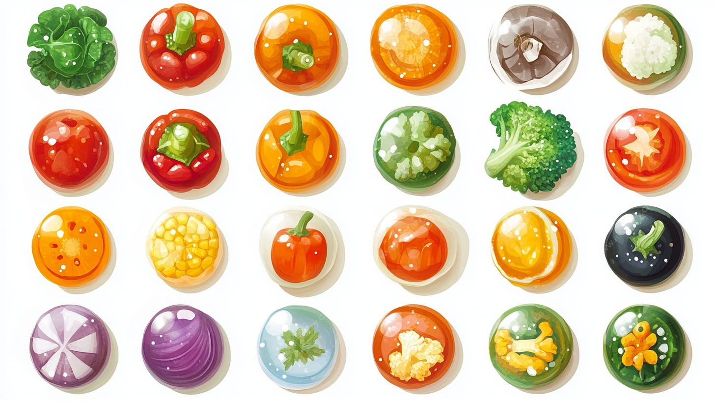 多彩蔬菜图标集合