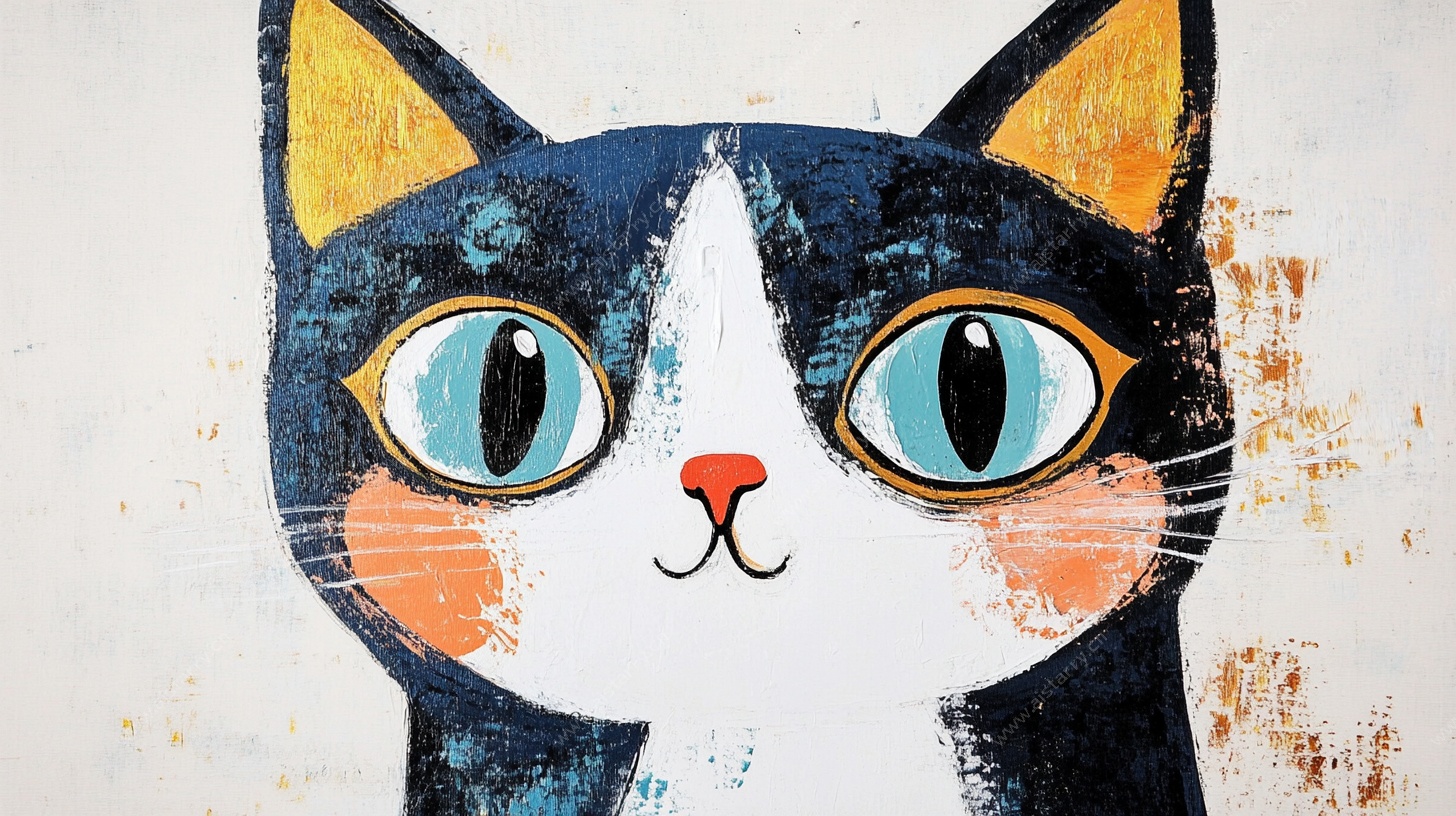 萌趣猫咪艺术插画