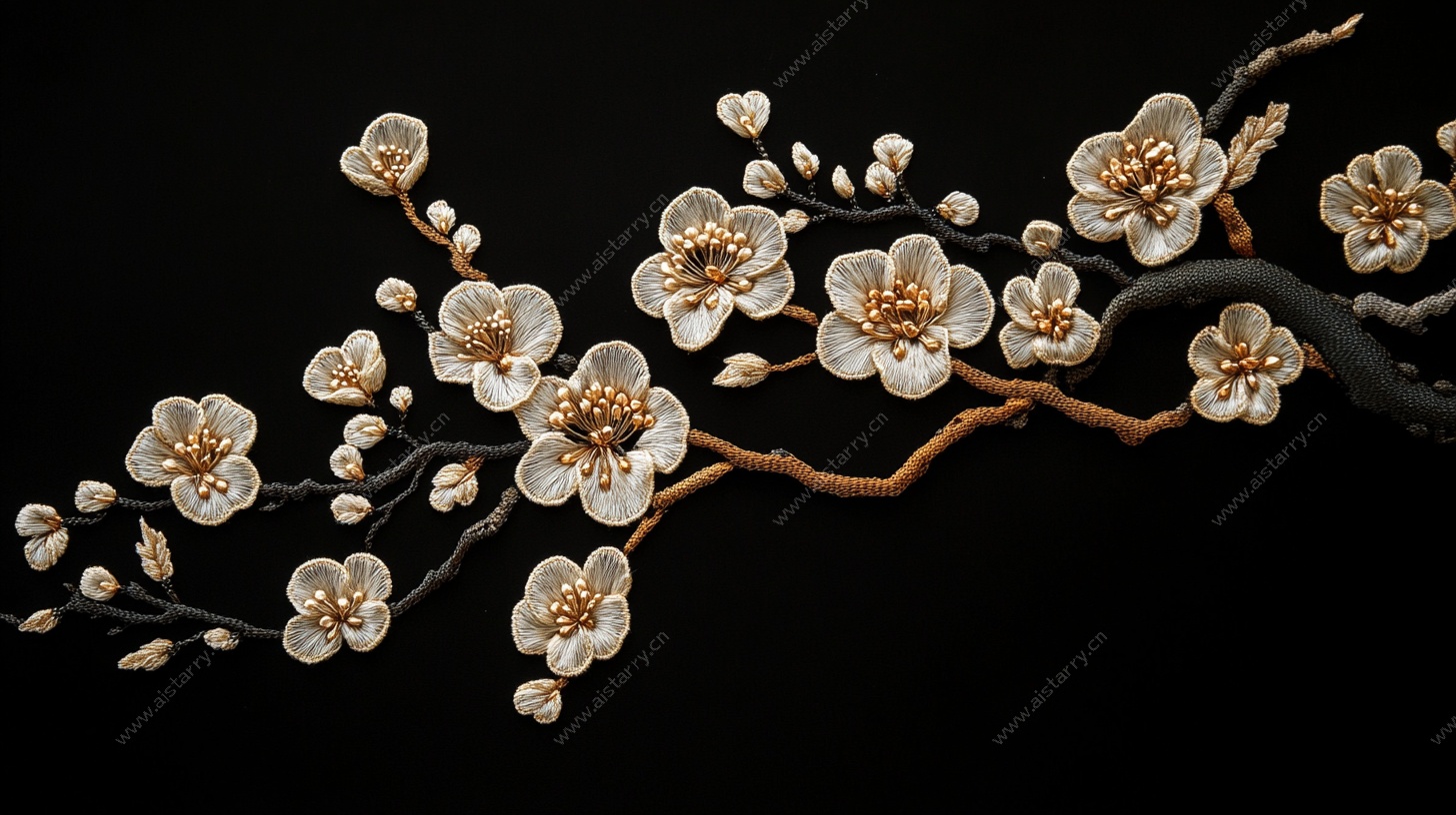 银白梅花枝摆件