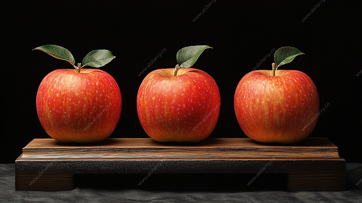 三个红苹果静物展示