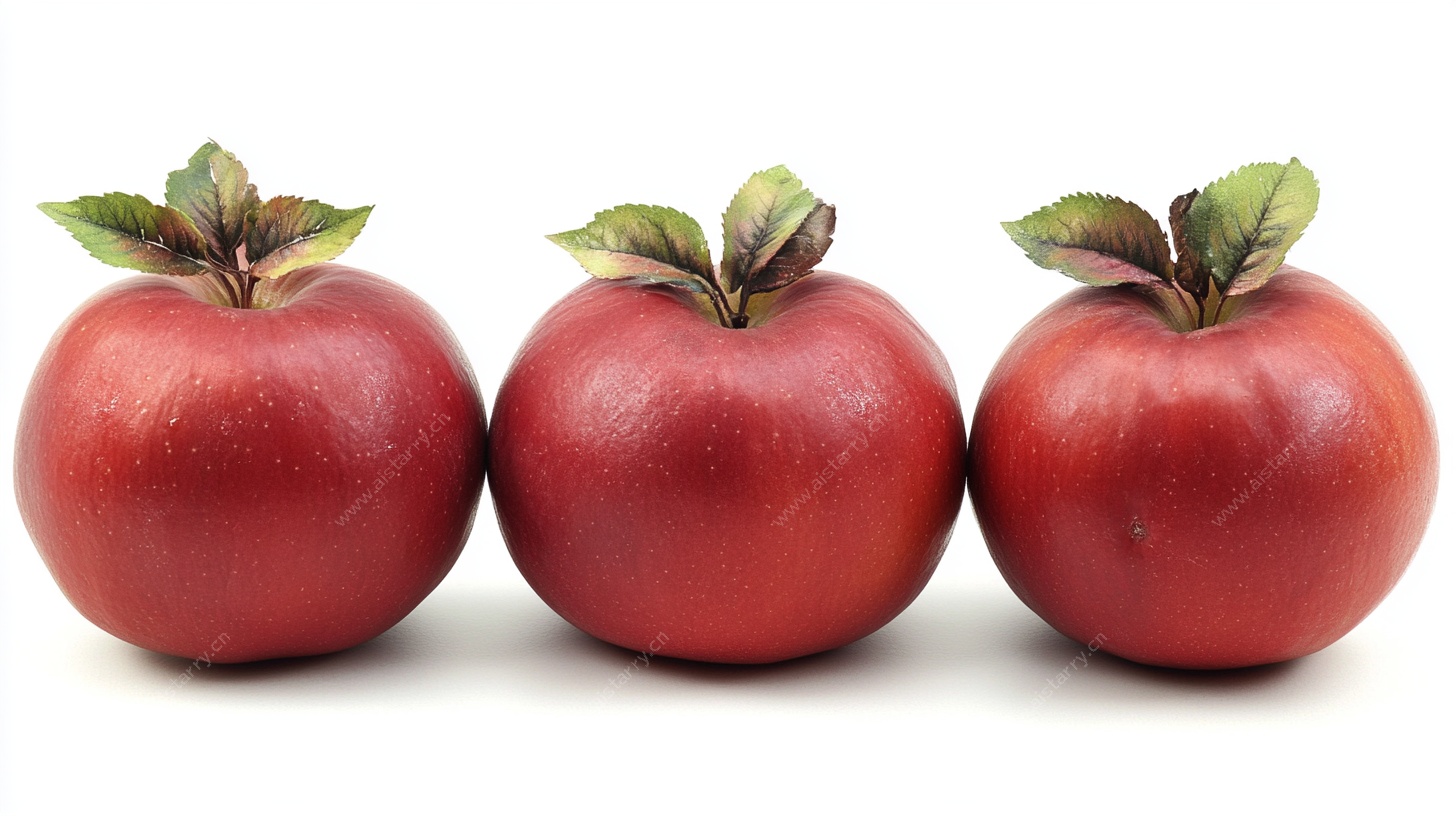 三颗红苹果静物图