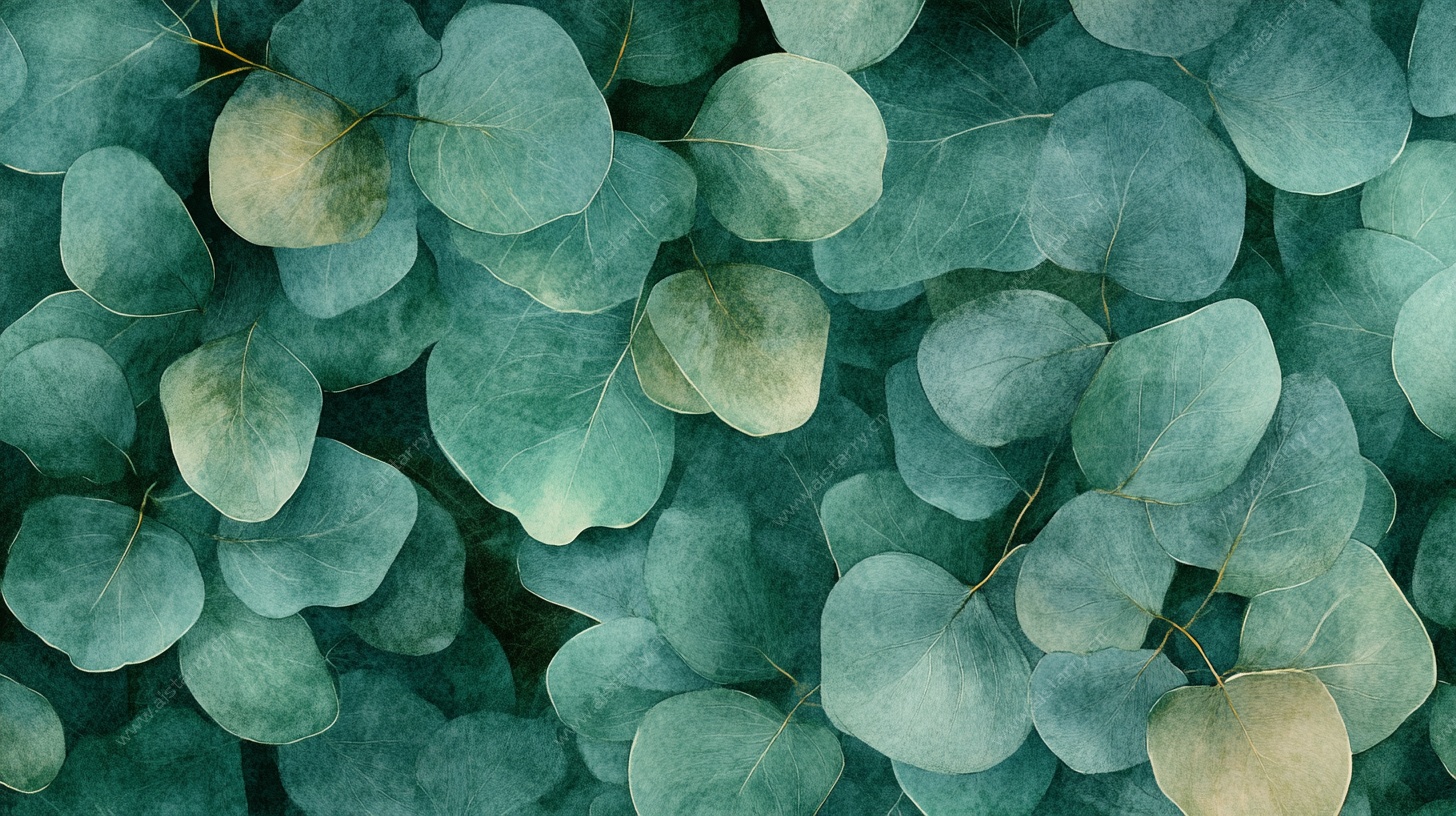 清新蓝绿色桉树叶特写