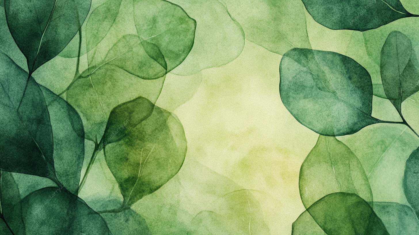水彩绿叶梦幻背景图