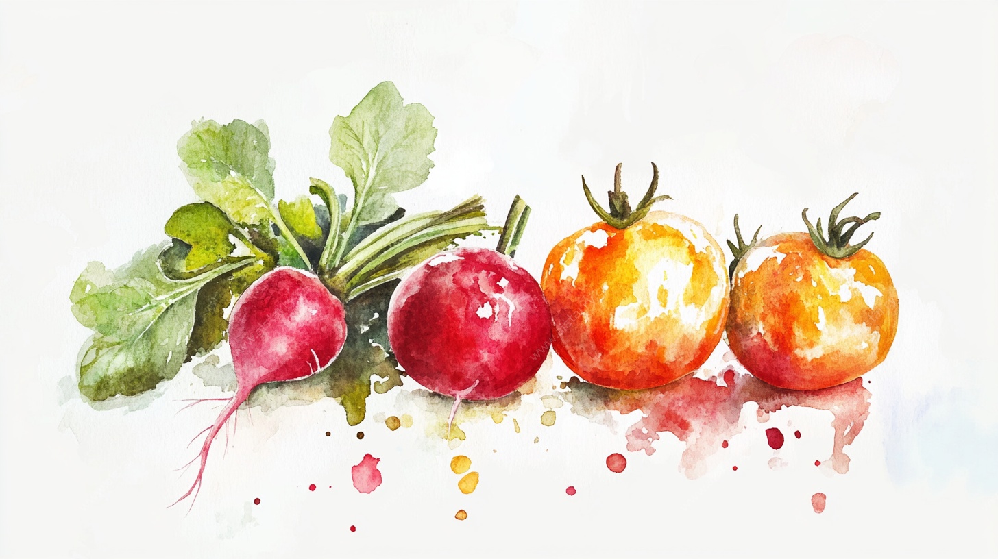 水彩绘蔬果静物图