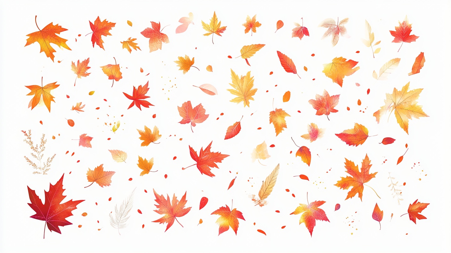 水彩秋叶飞舞图