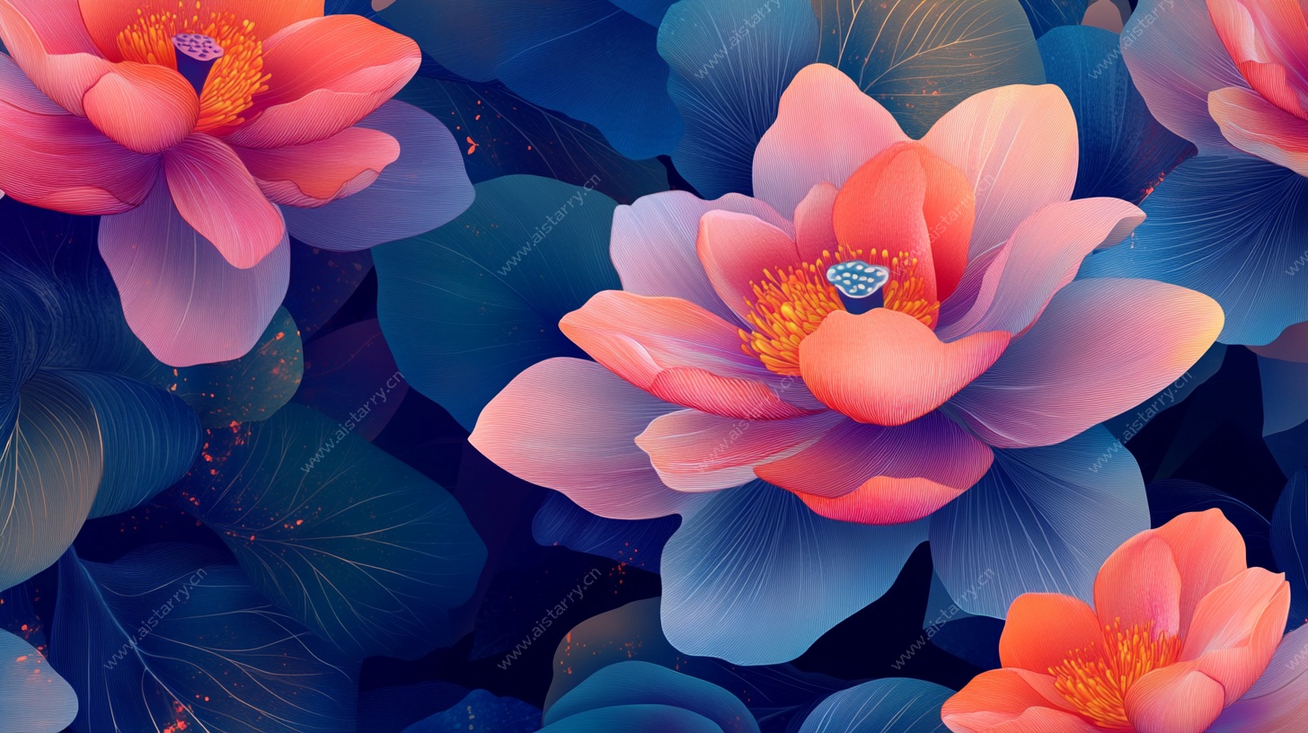 梦幻多彩莲花图案