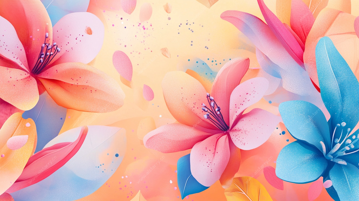 梦幻花卉缤纷背景图