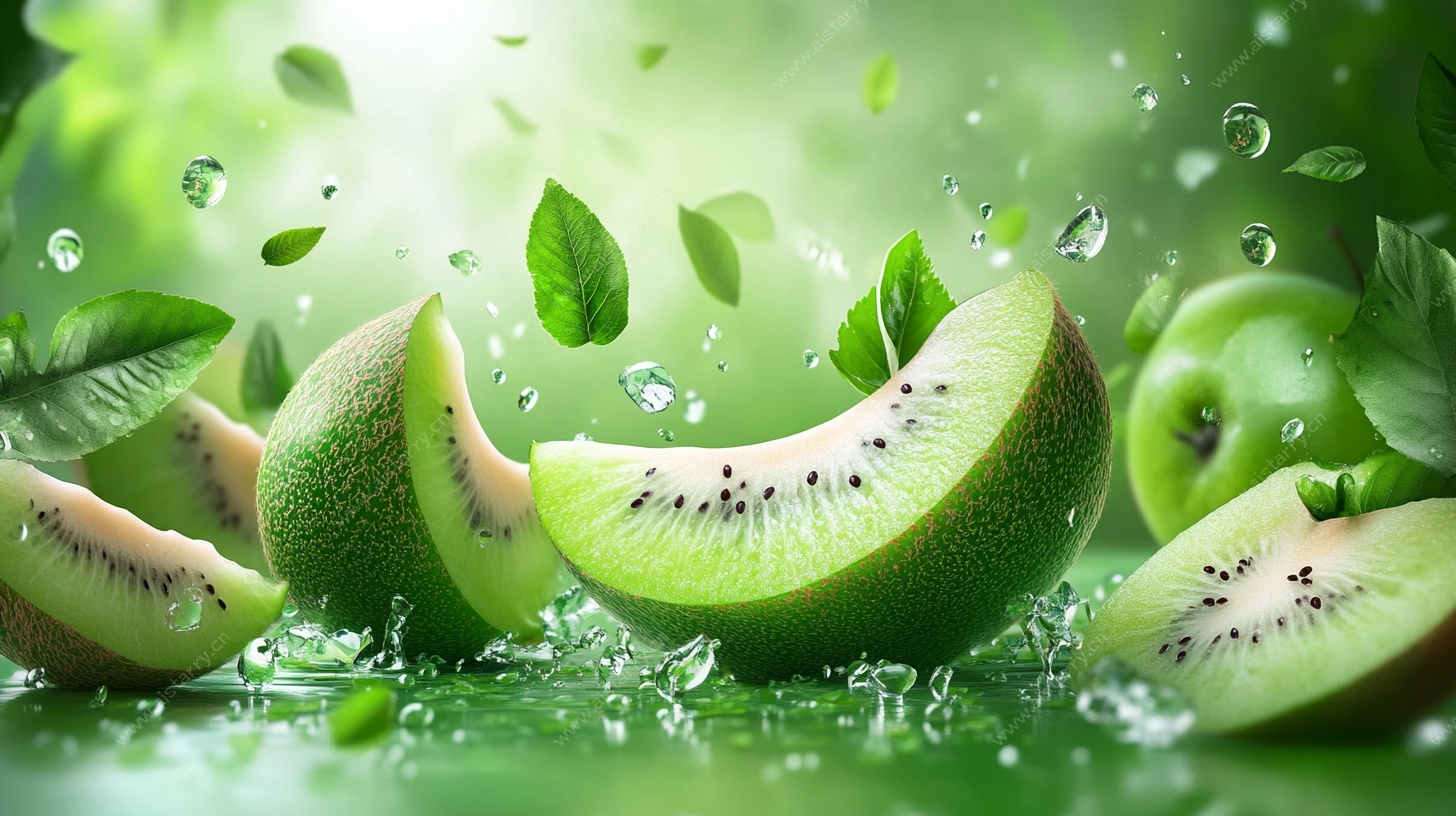 青嫩猕猴桃切片清新画面