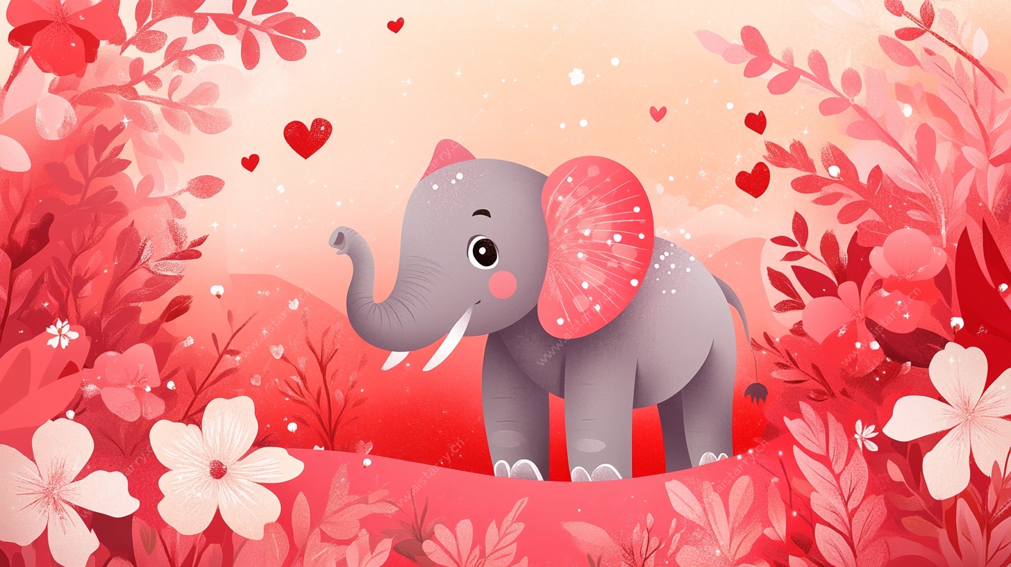 小象漫步浪漫花海