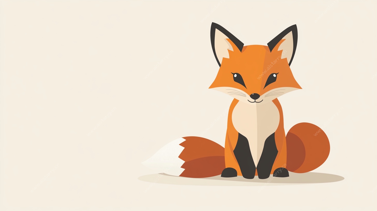 可爱坐姿小狐狸插画