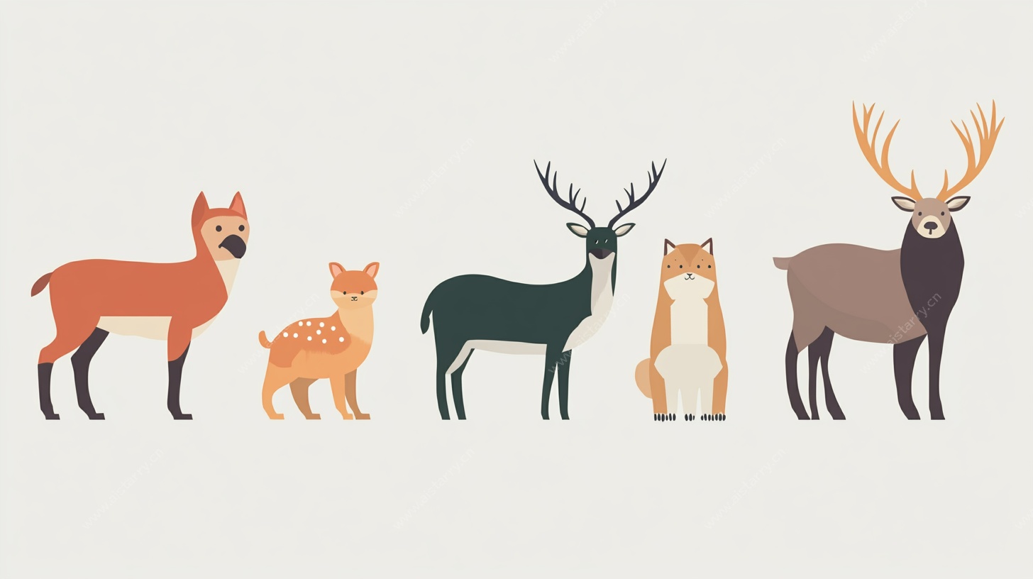 森林动物集合插画