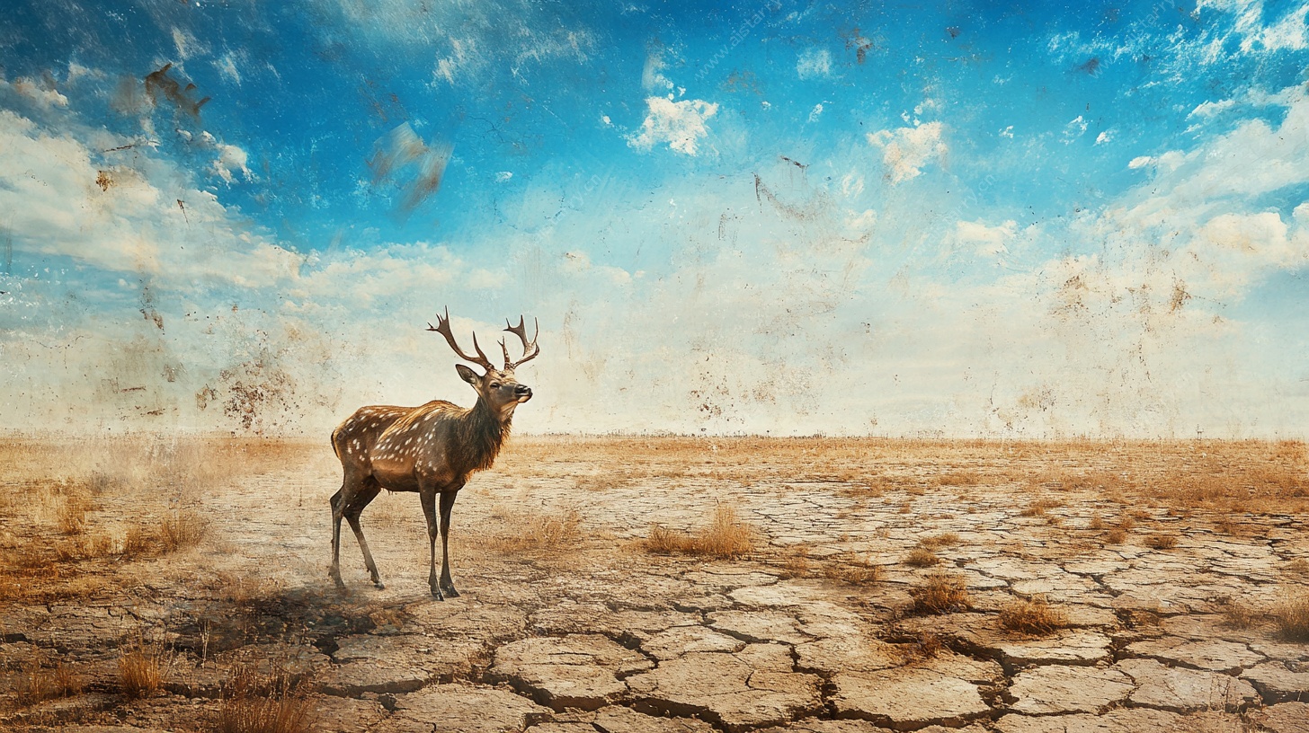 荒原独鹿的孤寂景象