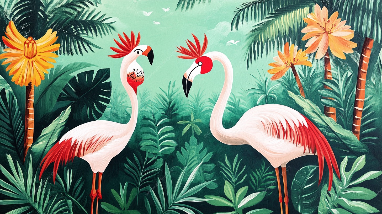 火烈鸟的热带丛林奇遇