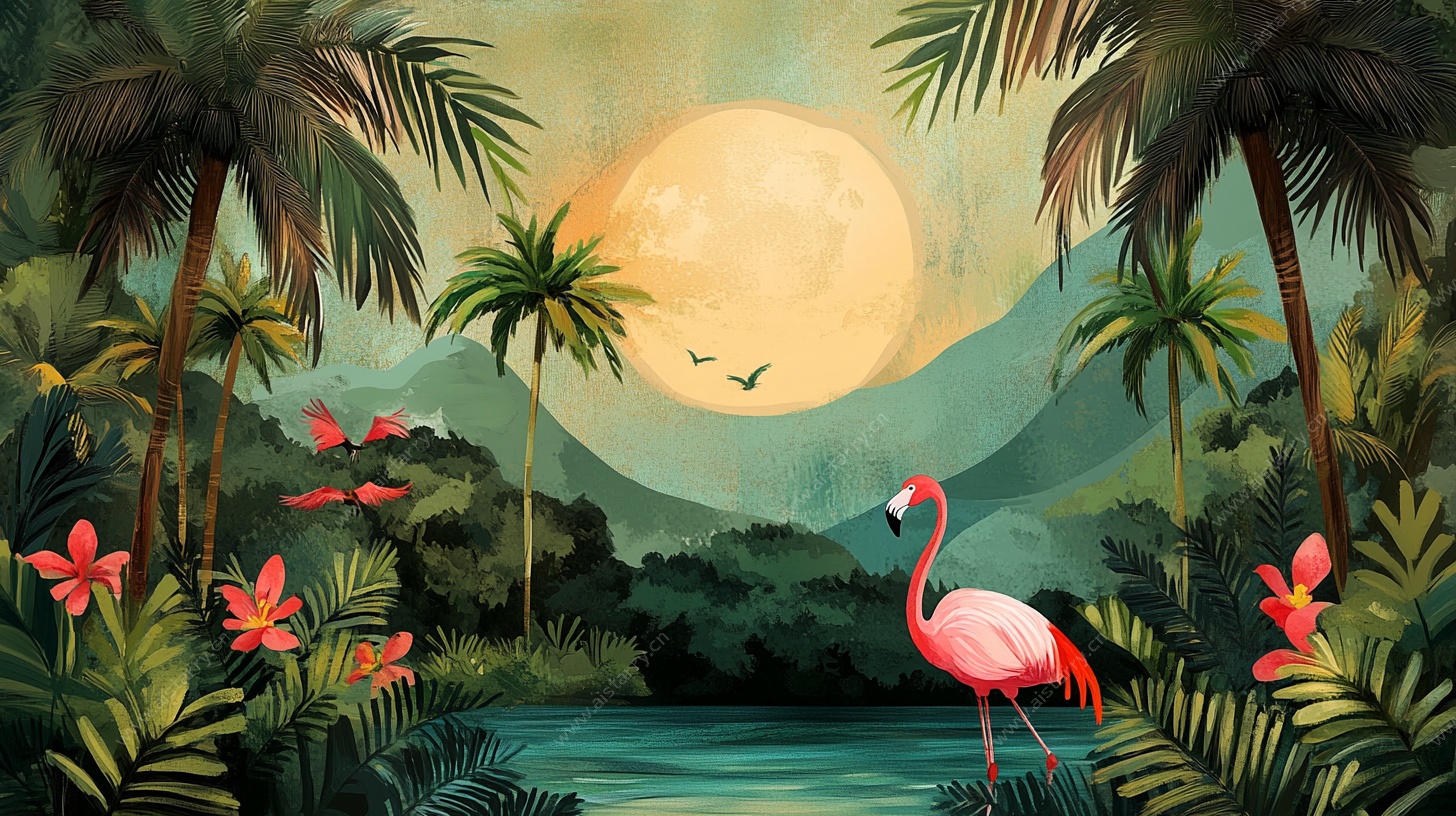 火烈鸟的热带丛林奇遇