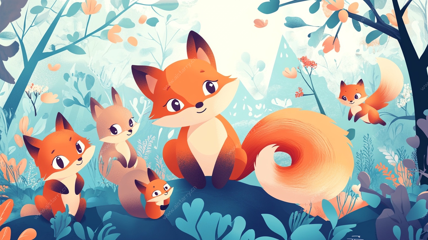 森林中的狐狸一家