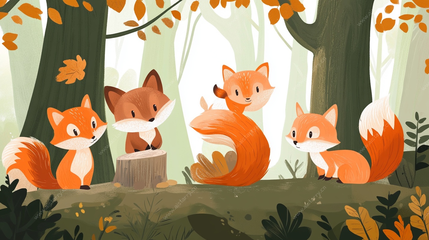 森林中的狐狸家族