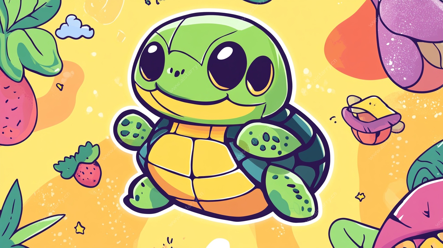 可爱卡通小乌龟欢乐场景