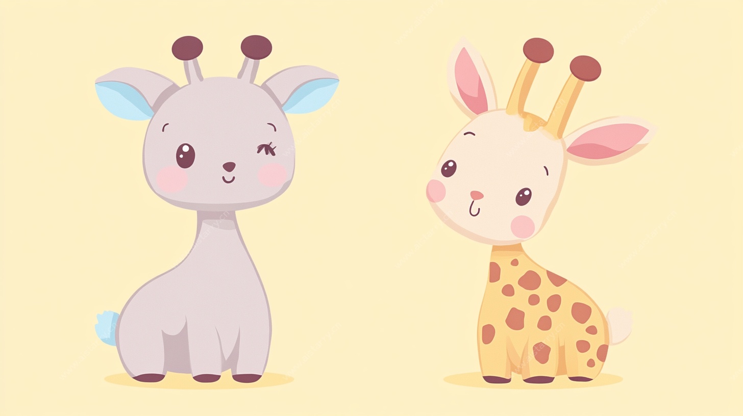 可爱长颈鹿卡通伙伴